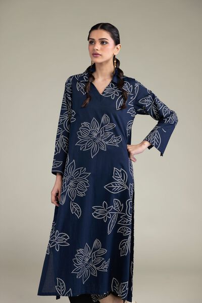 Printed | Cambric | Navy Longline Kurta | AED 130.00