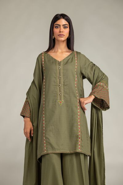 Embroidered | Lawn | Olive Lawn Dupatta | AED 130.00
