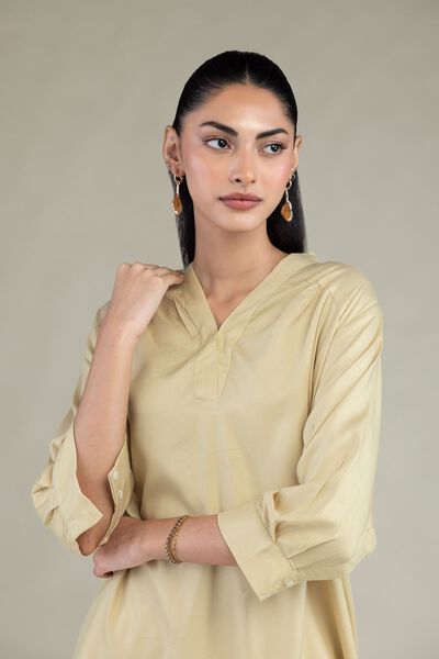 Embroidered | Viscose Crepe | Short V-Neck Blouse | AED 130.00