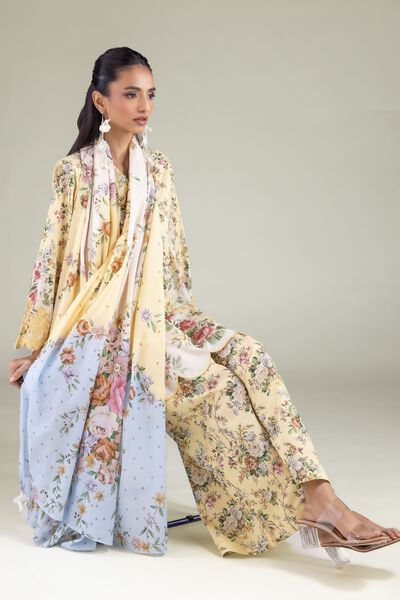 Embroidered | Cambric | Floral V-Neck Kurta | AED 75.00
