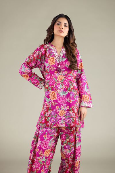 Embroidered | Textured Cotton | Floral Tassel Kurta | AED 130.00
