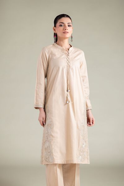 Embroidered | Cotton Dobby | Solid Longline Kurta | AED 120.00
