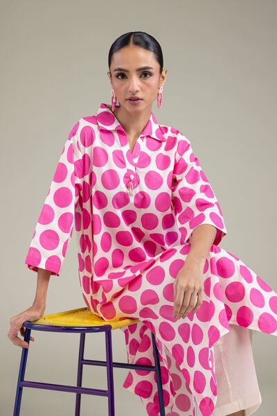 Printed | Cambric | V-Neck Cambric Kurta | AED 150.00