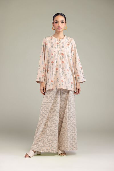 Printed | Cambric | Geometric Beige Pants | AED 80.00
