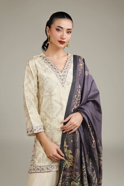 Embroidered | Polyester Silk | Gray Silk Dupatta | AED 65.00