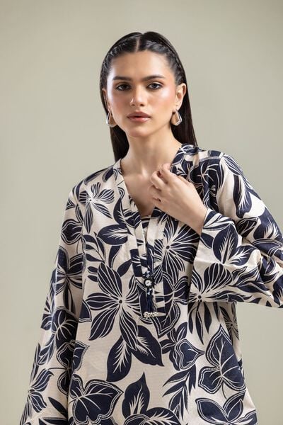 Printed | Cotton Dobby | Floral V-Neck Kurta | AED 100.00