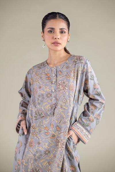 Printed | Cambric | Floral Longline Kurta | AED 130.00