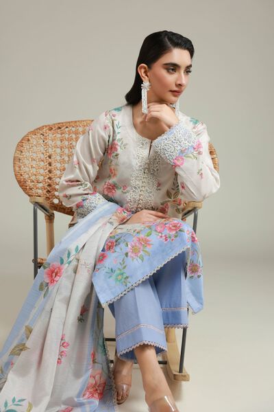 Printed | Satin | Fabrics 3 Piece | AED 200.00