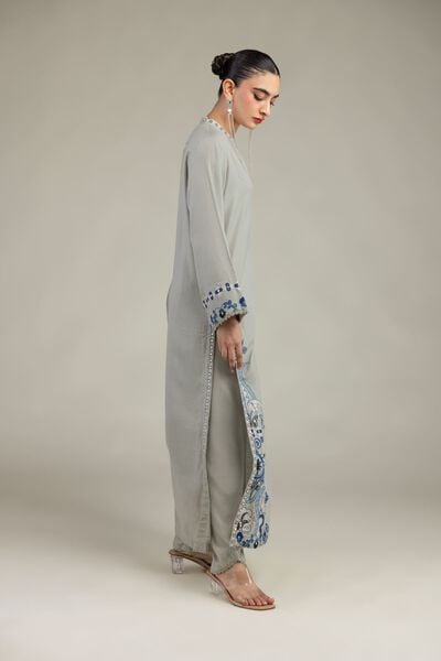 Embroidered | Raw Silk | Gray Silk Shalwar | AED 30.00