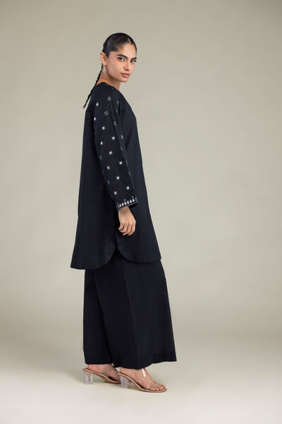 Embroidered | Cambric | Black Solid Pants | AED 130.00