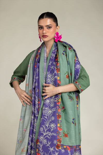 Embroidered | Polyester Silk | Floral Silk Dupatta | AED 39.00