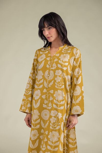 Printed | Cambric | Floral Band-Collar Kurta | AED 100.00