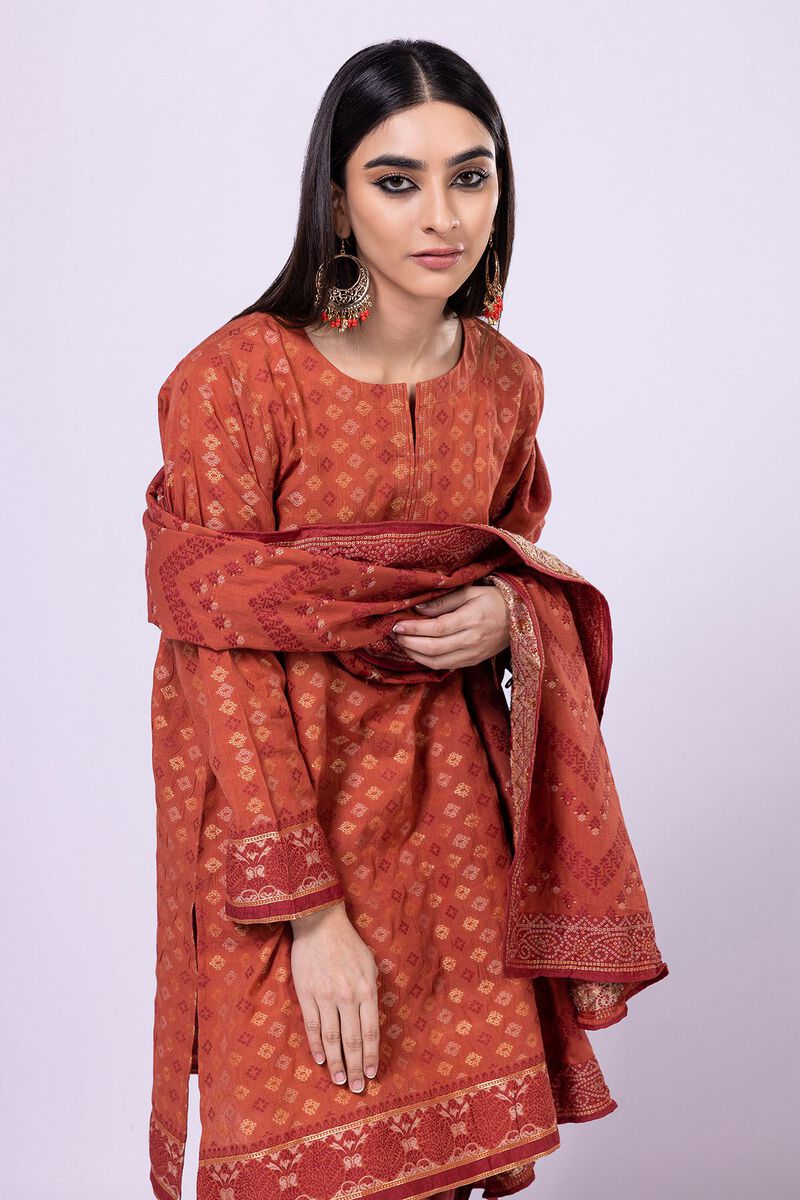 Dyed | Cotton Brosha Jacquard | Fabrics 3 Piece | null