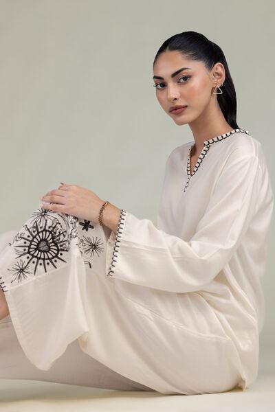 Embroidered | Viscose Crepe | Solid Viscose Tunic | AED 150.00