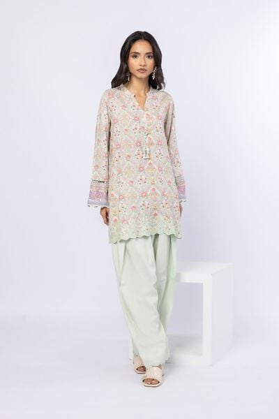 Embroidered | Crosshatch Raw Silk | Pants | AED 46.00