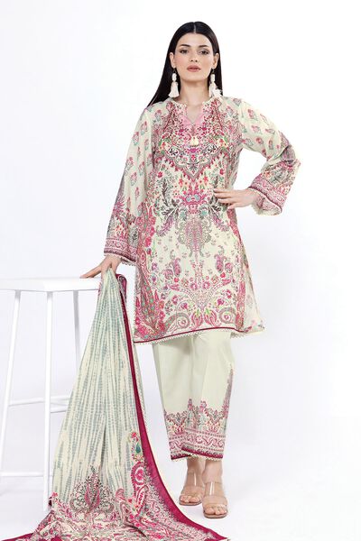 Printed | Slub Lawn | Fabrics 3 Piece | AED 80.00