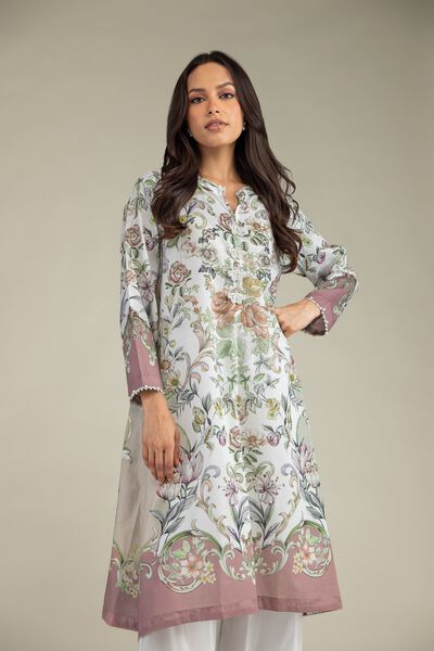 Printed | Cambric | Floral Longline Kurta | AED 150.00