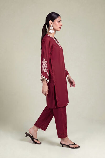 Embroidered | Cambric | Solid Cambric Pants | AED 130.00