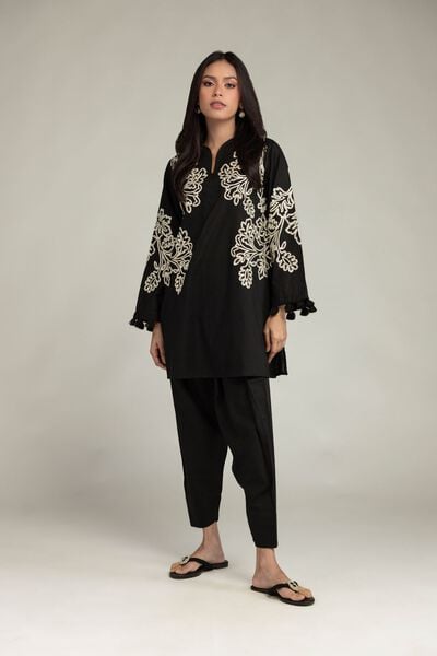 Embroidered | Cotton Dobby | Black Cotton Shalwar | AED 80.00