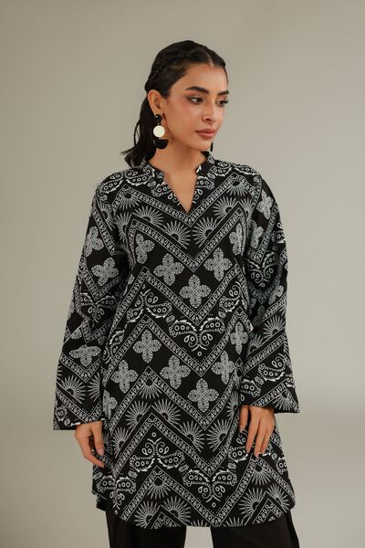 Cambric | Short Black Kurta | AED 130.00