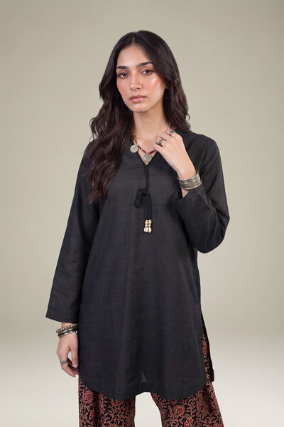 Printed | Light Khaddar | Short Black Kurta | AED 150.00