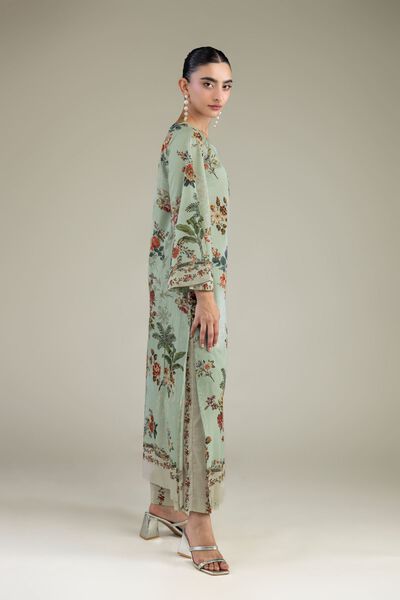 Printed | Cambric | Floral Beige Pants | AED 130.00