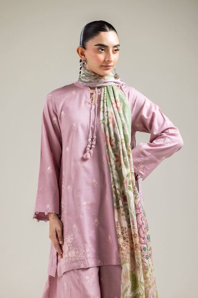 Embroidered |Cotton Dobby | Pink Cotton Kurta | AED 150.00