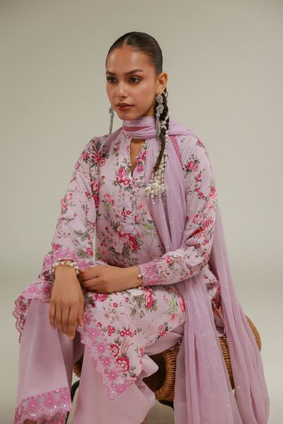 Embroidered | Raw Silk | Floral Longline Kurta | AED 115.00