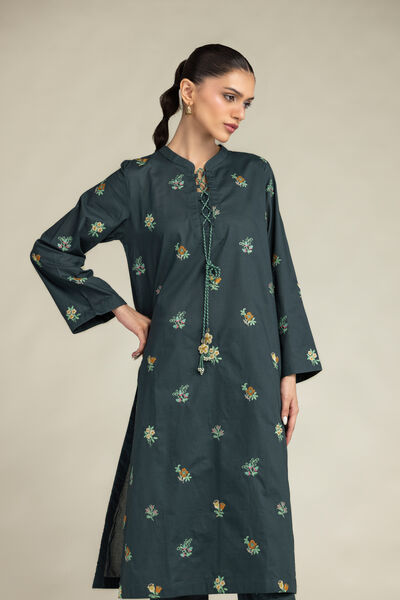 Embroidered | Cambric | Green Cambric Kurta | AED 200.00