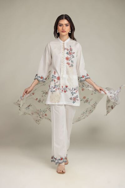 Embroidered | Cotton Dobby | Short Floral Kurta | AED 130.00