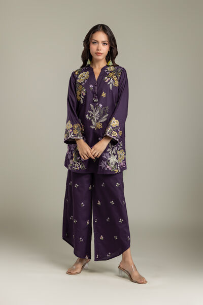 Embroidered | Textured Cotton | Pants | AED 150.00