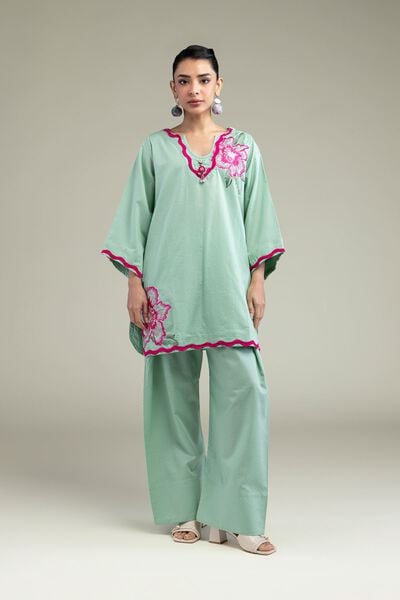 Embroidered | Cotton Dobby | Floral Mint Shalwar | AED 130.00