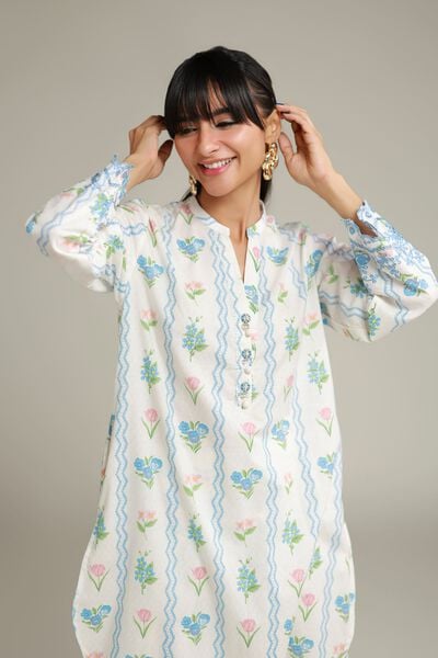 Embroidered | Cotton Dobby | Short Cotton Kurta | AED 100.00