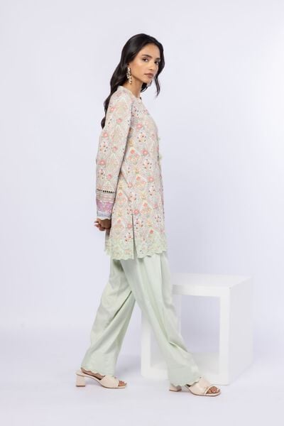 Embroidered | Crosshatch Raw Silk | Pants | AED 46.00