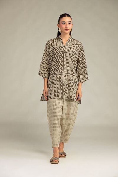 Printed | Cambric | Beige Printed Pants | AED 130.00
