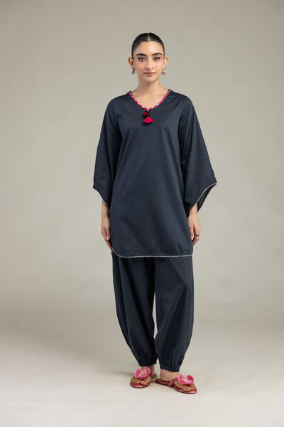 Embroidered | Textured Cotton Viscose | Solid Cotton Pants | AED 130.00