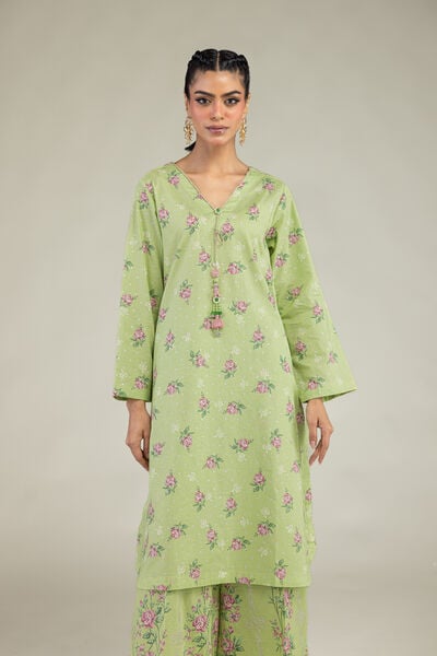 Printed | Cambric | Floral Longline Kurta | AED 150.00