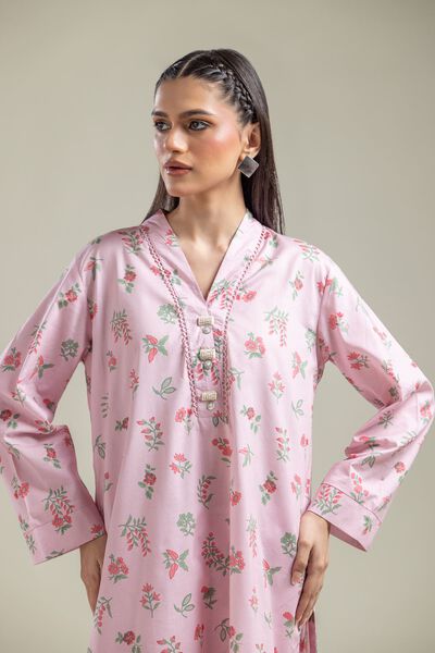 Printed | Cotton Viscose | Floral Pink Kurta | AED 150.00