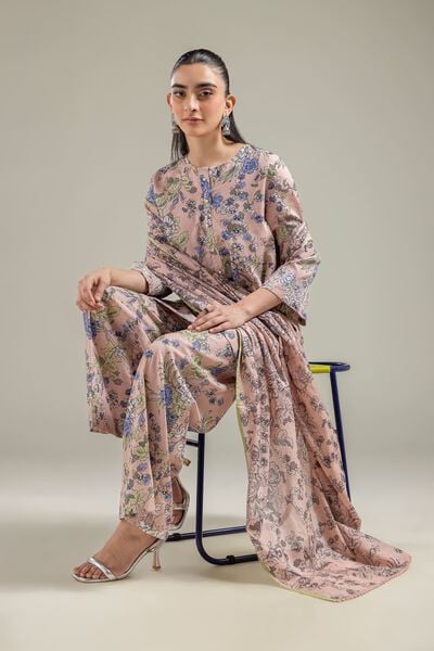 Embroidered | Cotton Dobby | Floral Peach Kurta | AED 130.00