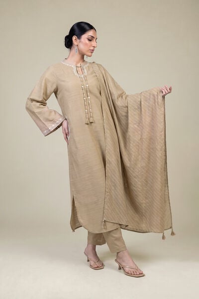 Embroidered | Light Khaddar | Beige Khaddar Dupatta | AED 150.00