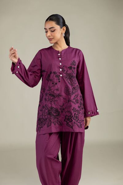 Embroidered | Cotton Dobby | Short Floral Kurta | AED 200.00