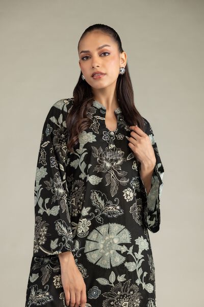 Printed | Cambric | Black Cambric Kurta | AED 130.00