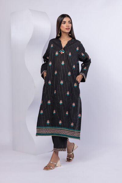 Embroidered | Lurex Stripes | Pants | AED 72.00