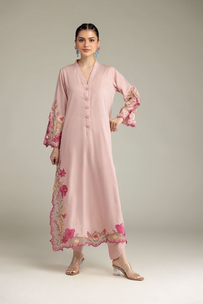 Embroidered | Raw Silk | Pink Silk Shalwar | AED 45.00