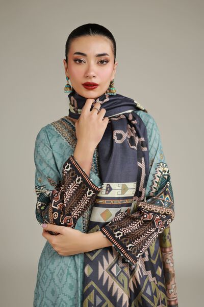 Embroidered | Polyester Silk | Navy Geometric Dupatta | AED 50.00