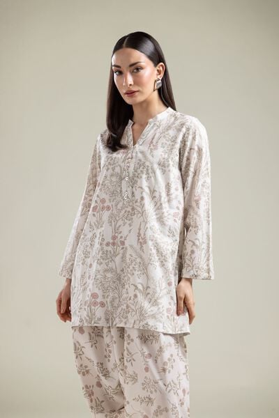 Printed | Cotton Viscose | Floral V-Neck Kurta | AED 130.00