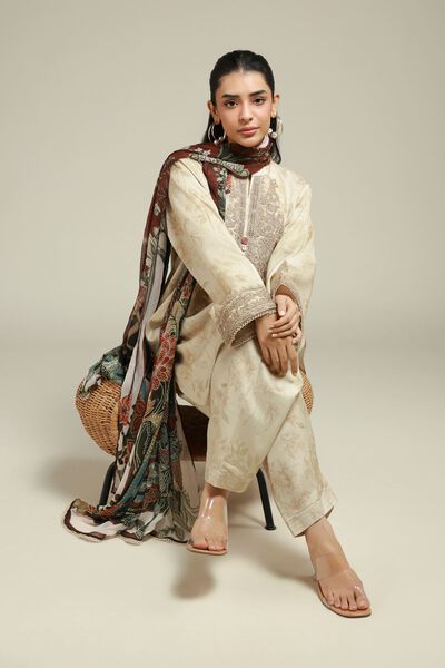 Embroidered | Satin | 3-Piece Tailored Suit | AED 300.00