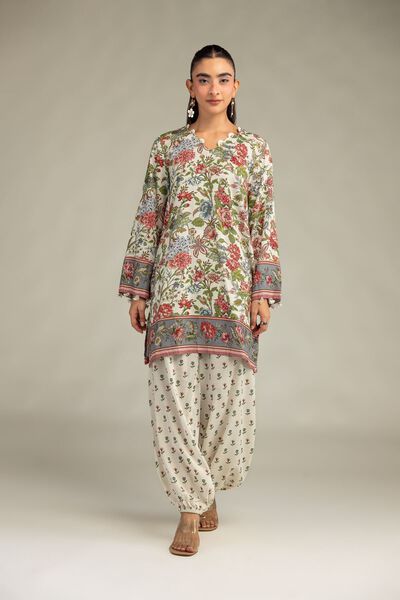 Printed | Raw Silk | Floral Silk Pants | AED 150.00
