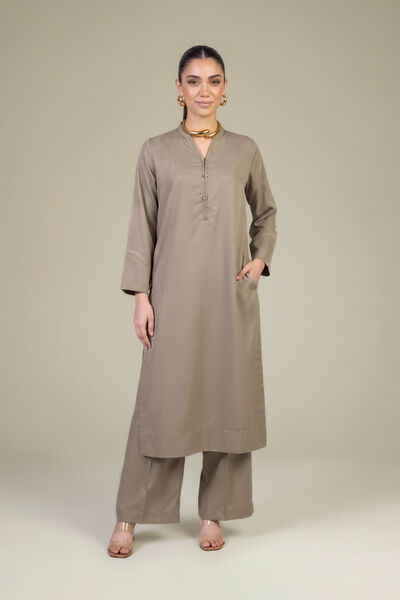 Dyed | Raw Silk | Solid Beige Pants | AED 130.00