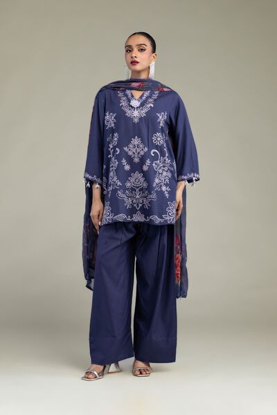 Embroidered | Raw Silk | Floral V-Neck Kurta | AED 115.00
